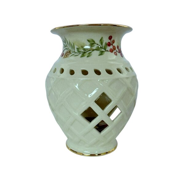 Lenox Holiday Williamsburg Boxwood & Pine Tea Candle Holder Tart Warmer HTF - Picture 2 of 4